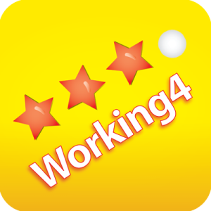 Working4 app logo, three stars, rating.