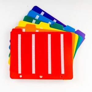 Rainbow colored index dividers.