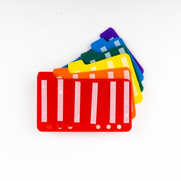 Rainbow colored file dividers.