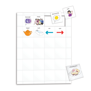 Communication board, picture cards, learning aid.
