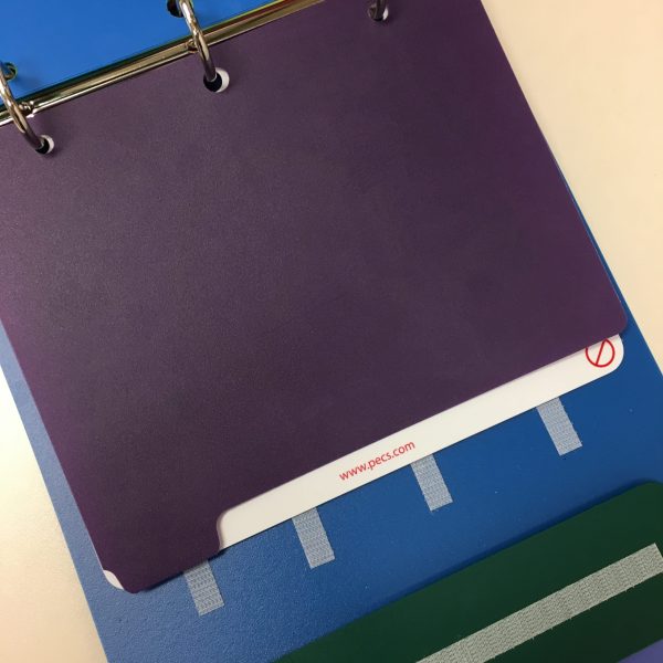 Purple binder divider, color samples.